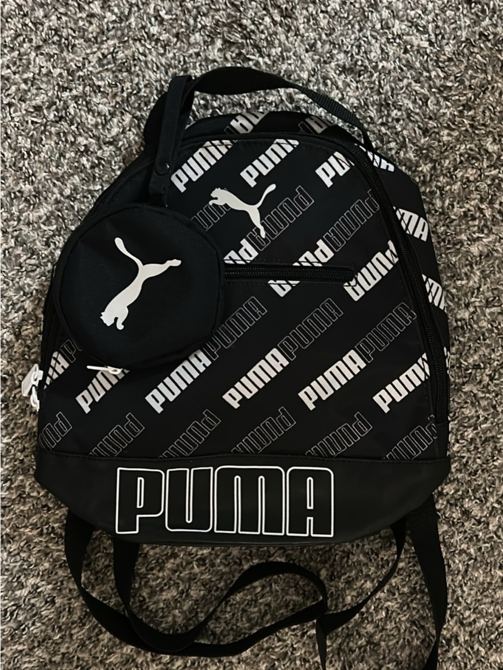 Puma Black Backpack with White Logo Print